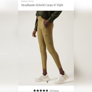 Athleta Headlands Hybrid Cargo Tight, leggings, NWT, sz 10 Gold Green